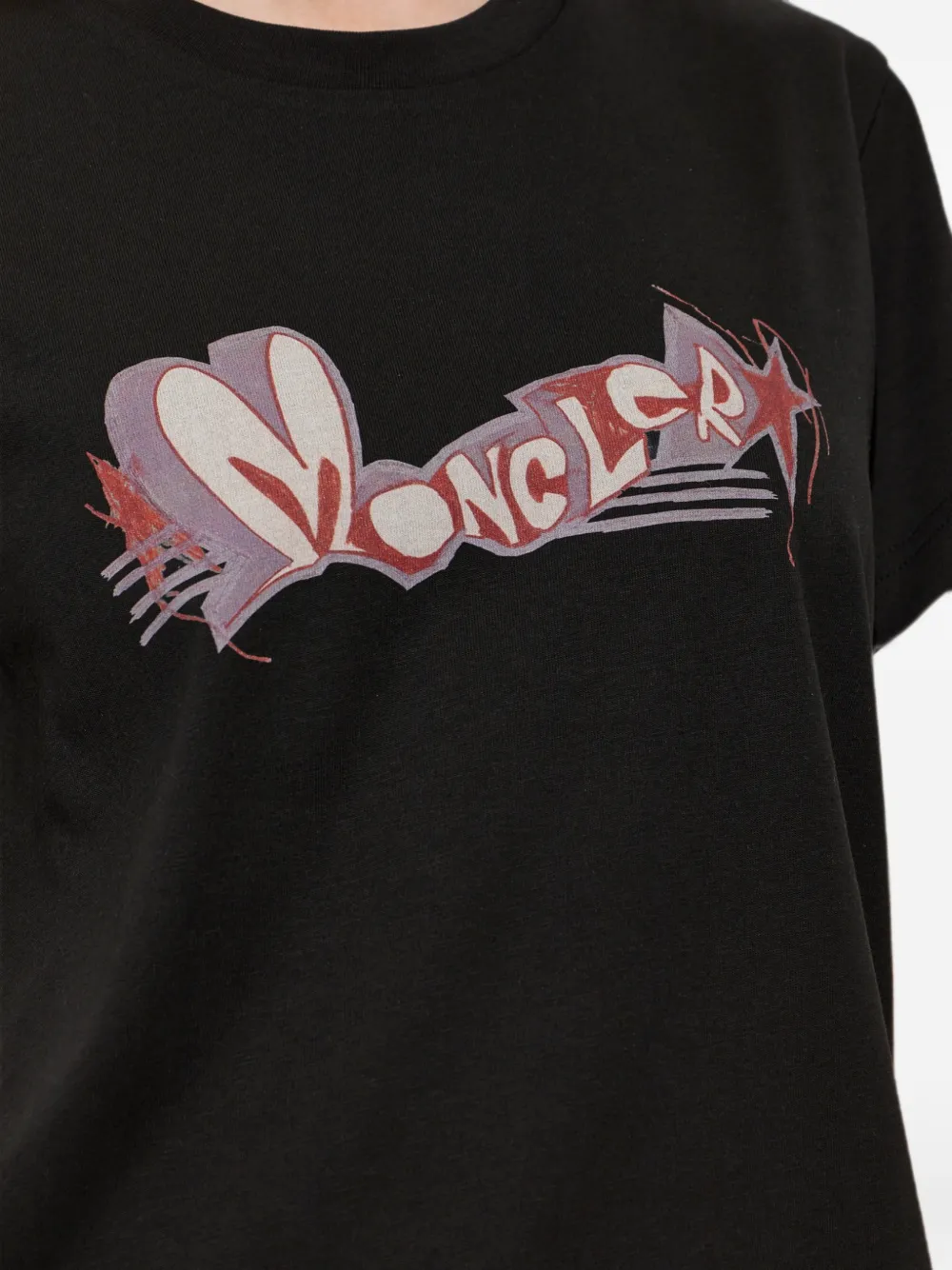 Moncler T-shirt met logoprint Zwart