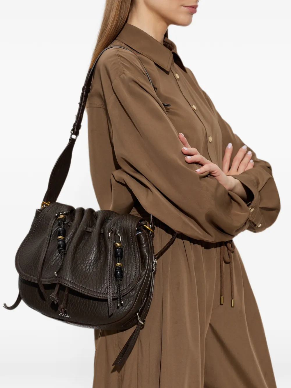 ISABEL MARANT Bolton leren schoudertas Bruin