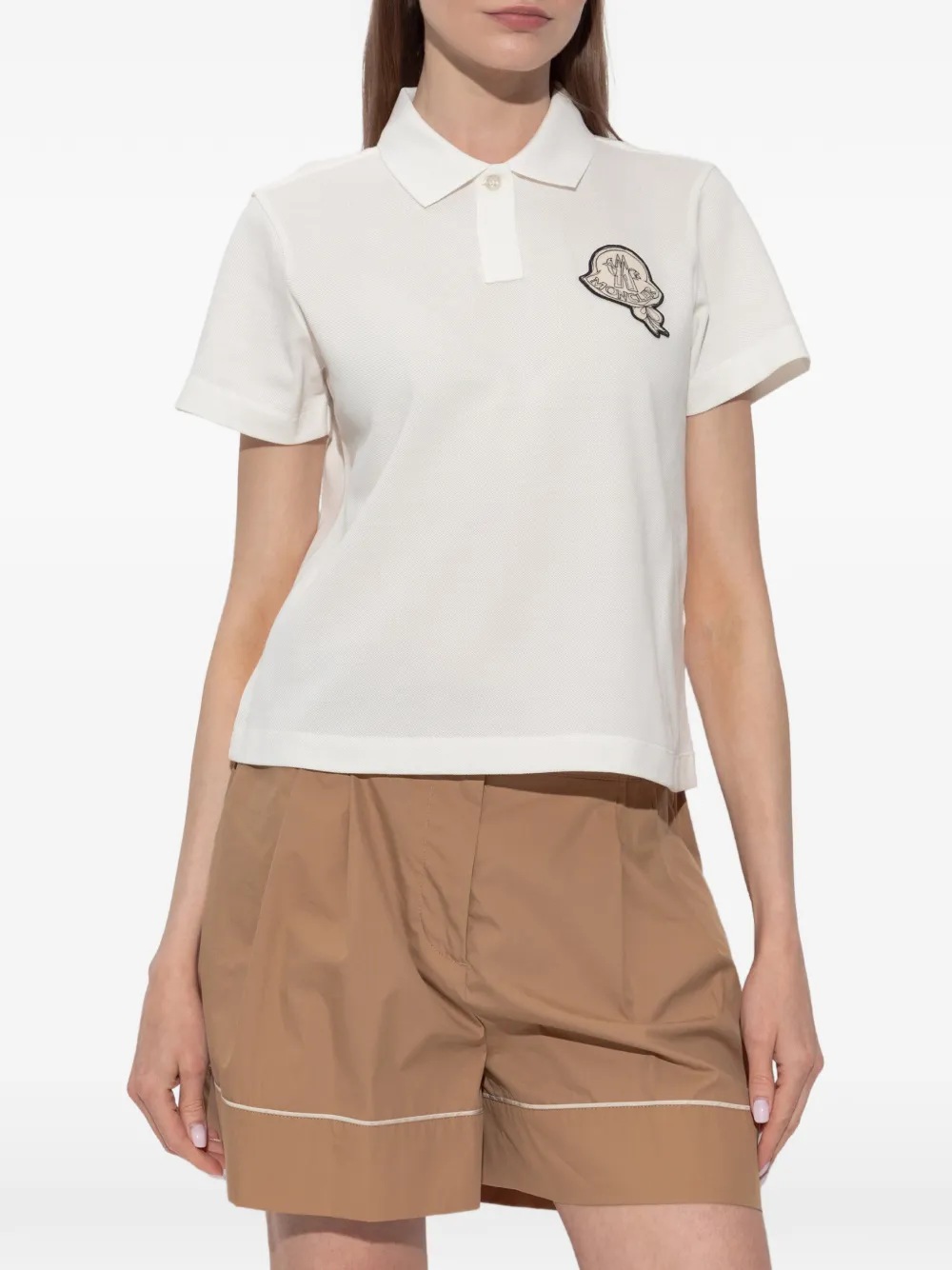 Moncler Poloshirt met logopatch Beige