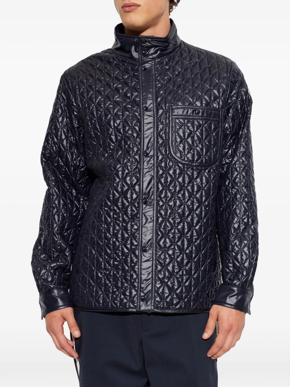 Moncler Jack met logopatch en gewatteerde afwerking Blauw