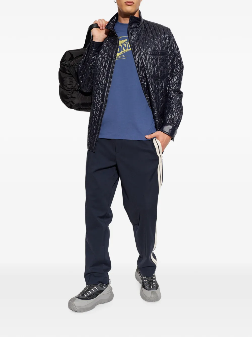 Moncler Jack met logopatch en gewatteerde afwerking Blauw