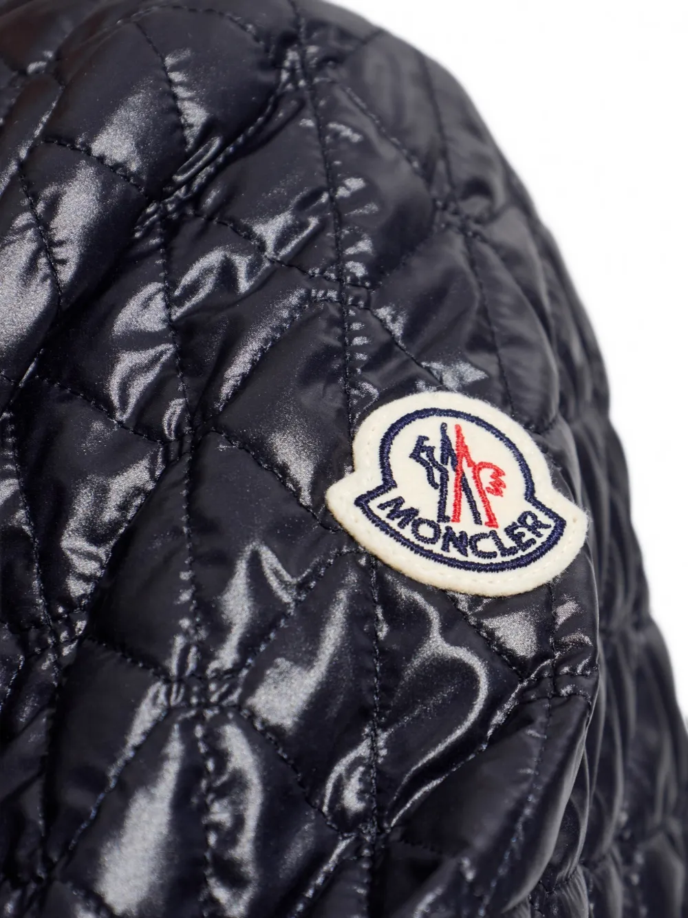 Moncler Jack met logopatch en gewatteerde afwerking Blauw