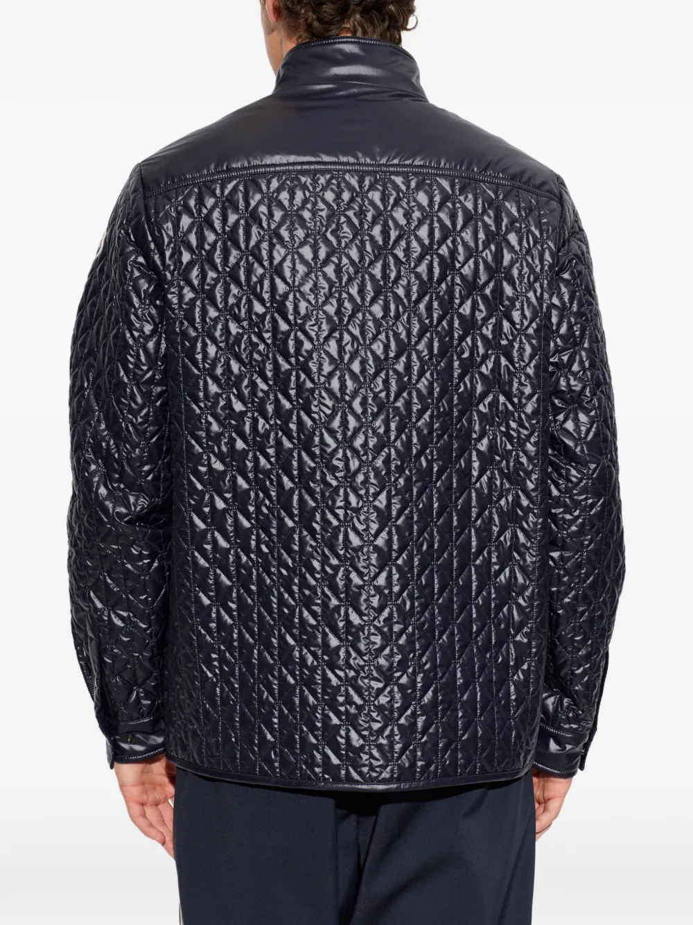 Moncler Jack met logopatch en gewatteerde afwerking Blauw