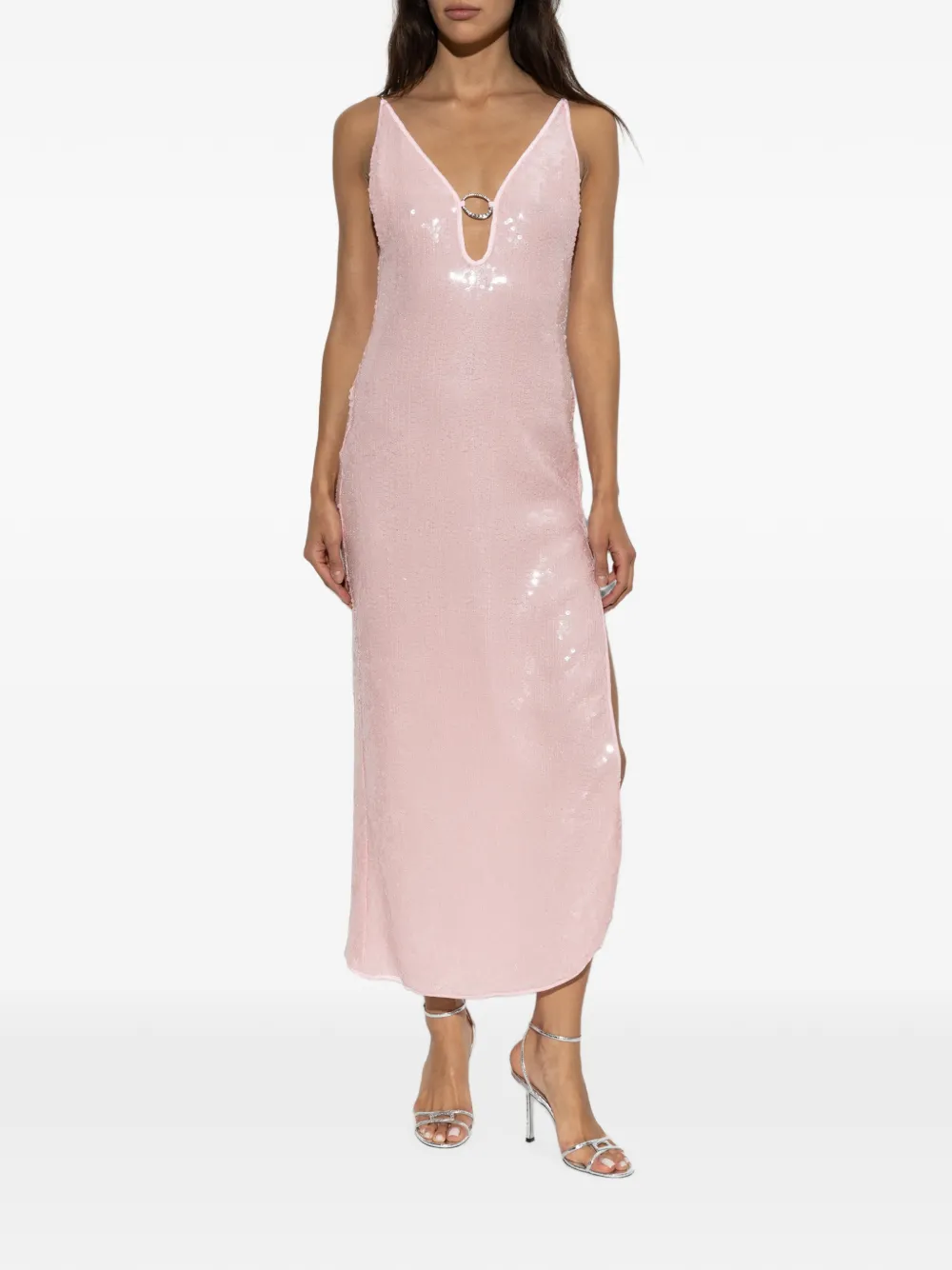 Oséree Maxi-jurk verfraaid met pailletten en ringdetail Roze