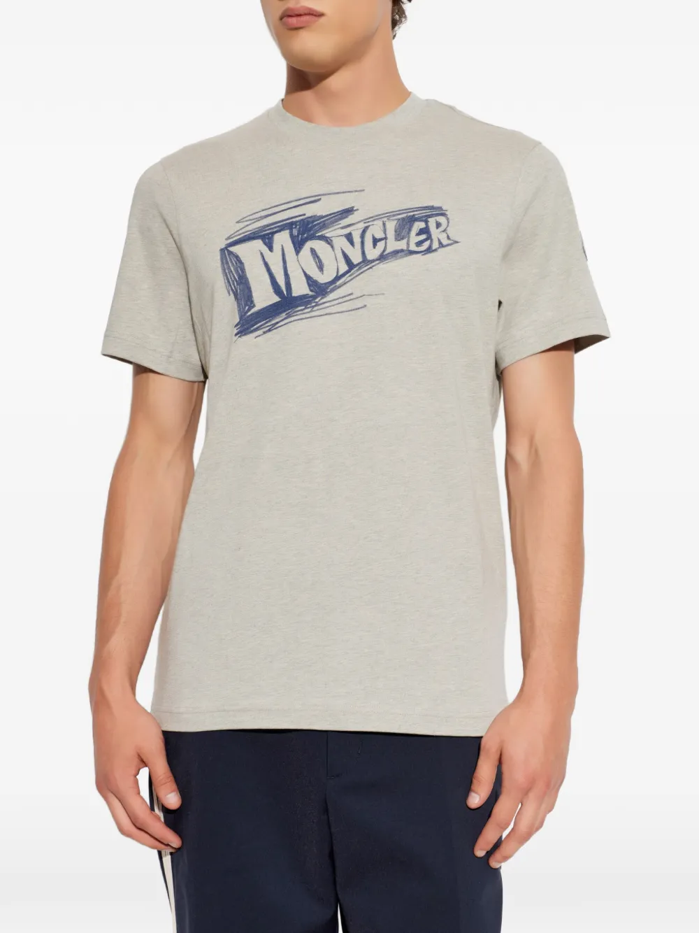 Moncler T-shirt met geschetste logoprint Grijs