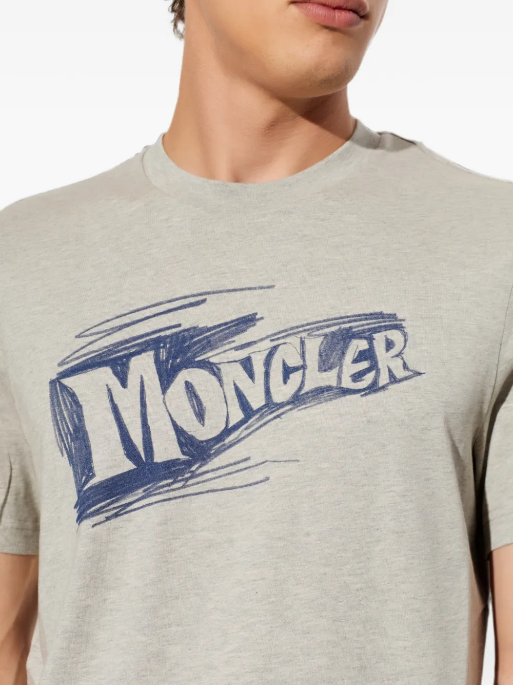 Moncler T-shirt met geschetste logoprint Grijs