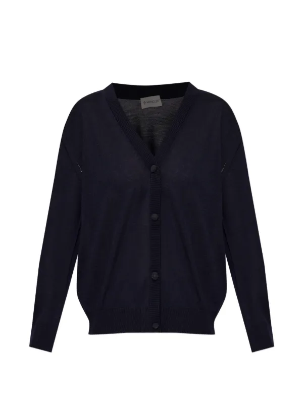 Moncler V-neck Button-up Cardigan in Blue