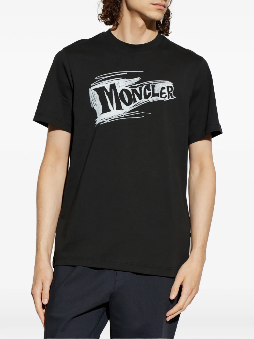 Moncler T-shirt met logoprint Zwart