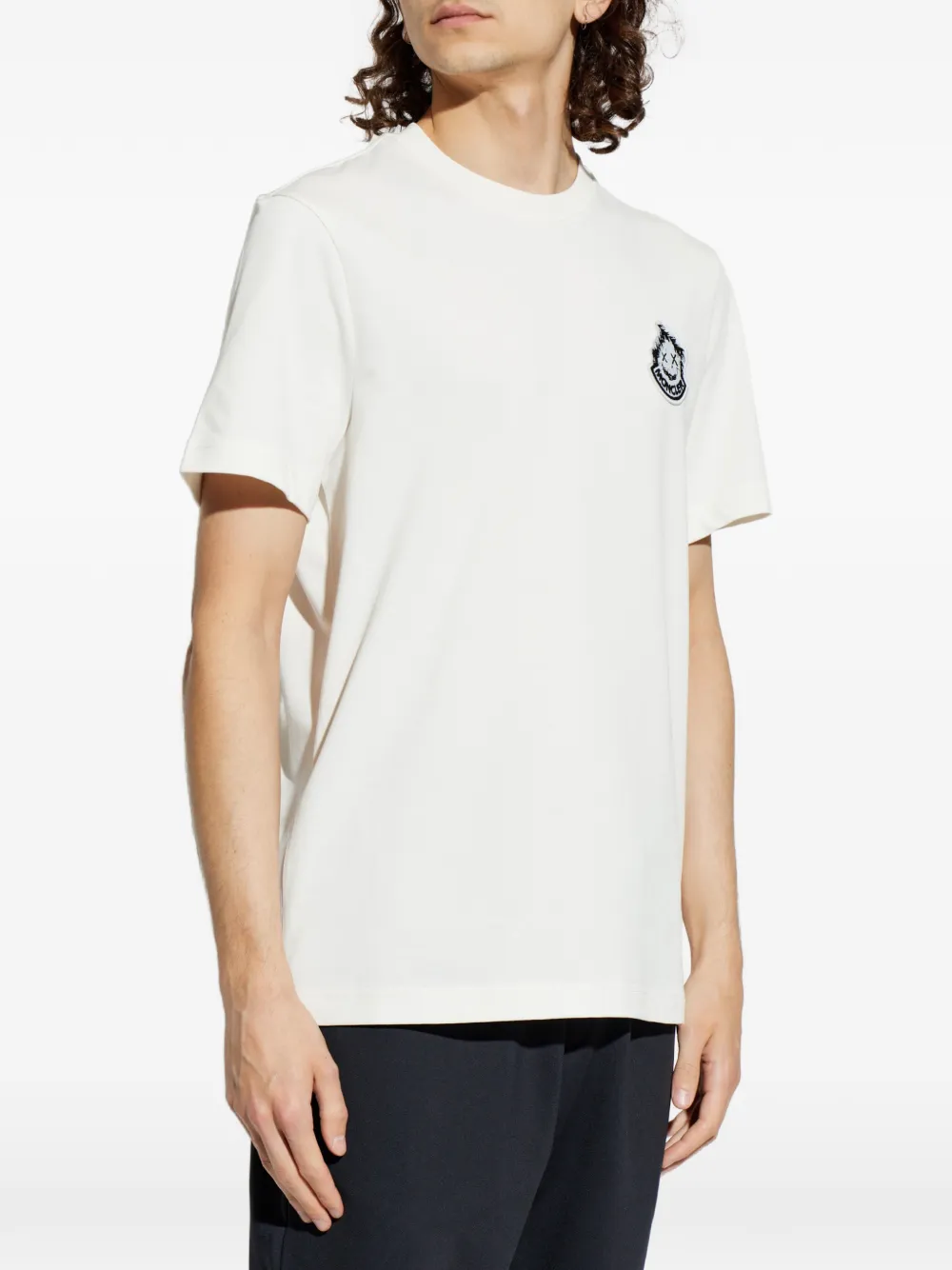 Moncler Katoenen T-shirt met logo Beige