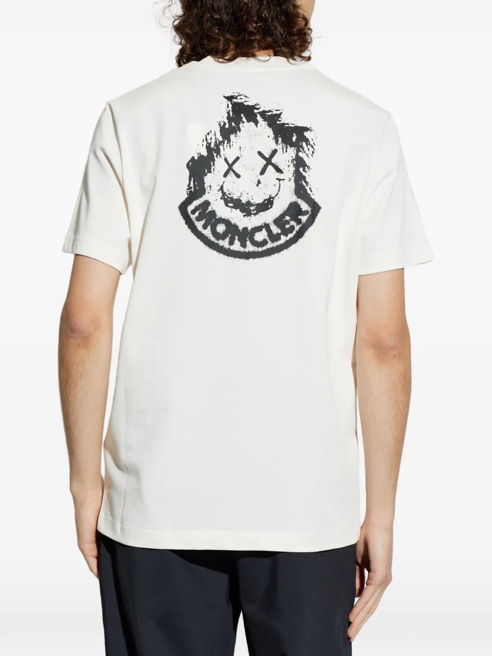 Moncler Katoenen T-shirt met logo Beige