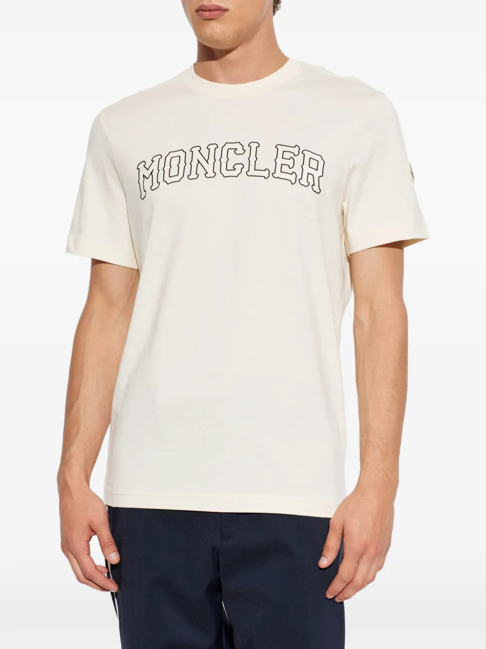 Moncler T-shirt met gewelfde logoprint Wit