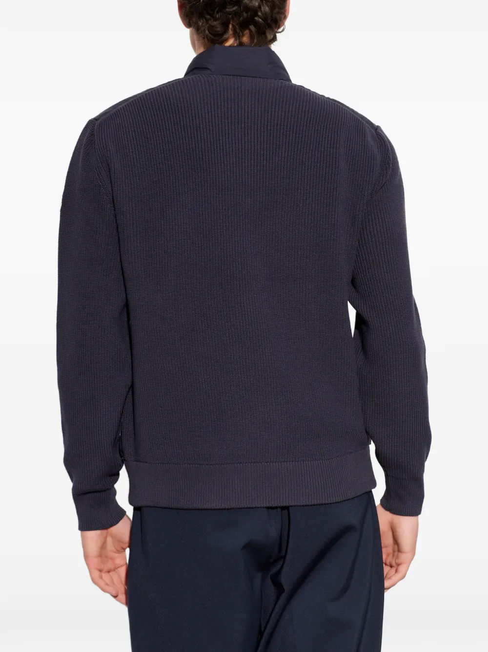 Moncler Jack met hoge hals en gewatteerde voorkant Blauw