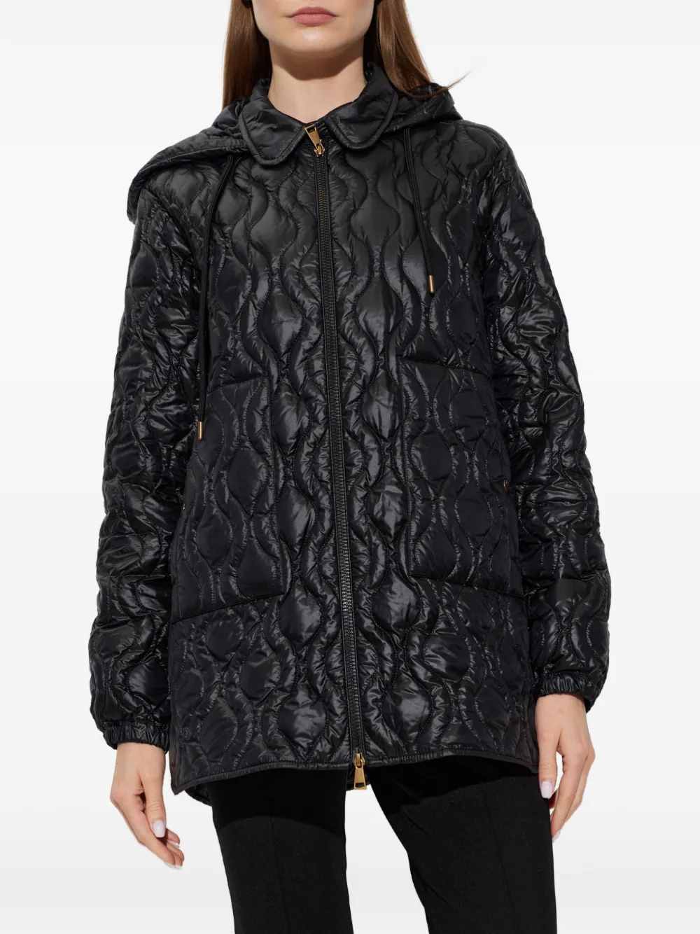 Moncler Balette donsjack met geometrische voering Zwart