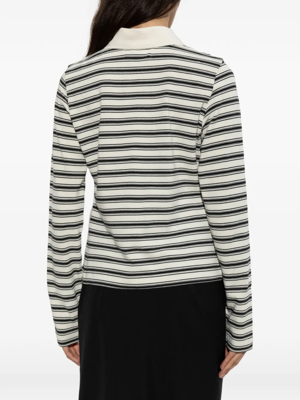 SAMSOE Sadonell gestreept poloshirt met lange mouwen Beige