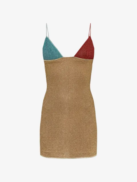 Oséree lurex-thread spaghetti-strap mini dress