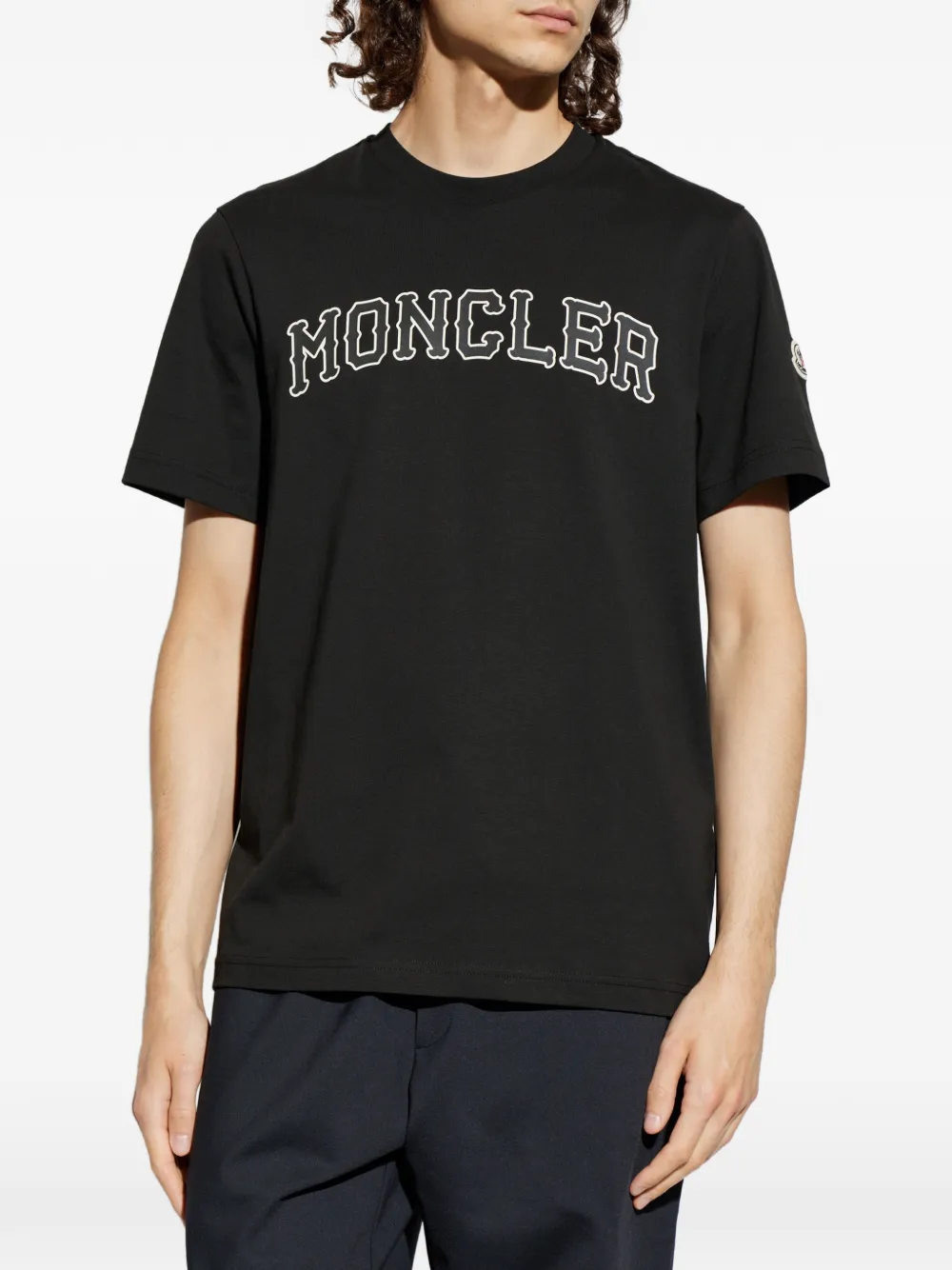 Moncler T-shirt met logoprint Zwart