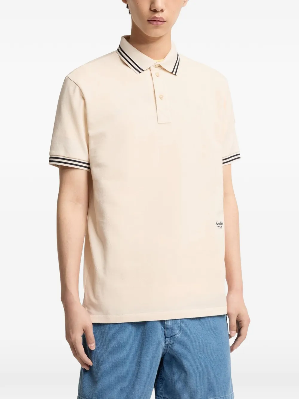 Moncler Poloshirt met gestreepte afwerking Beige