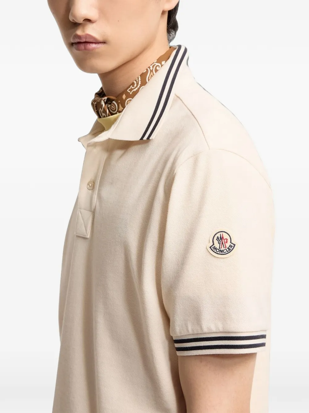Moncler Poloshirt met gestreepte afwerking Beige