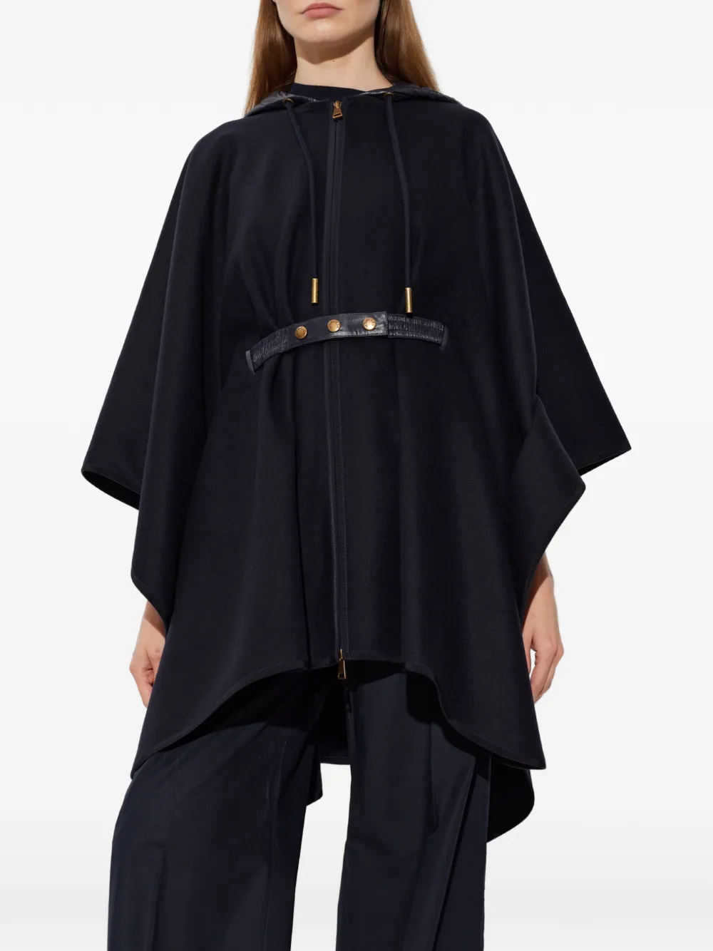 Moncler Cape met capuchon en ceintuur Blauw