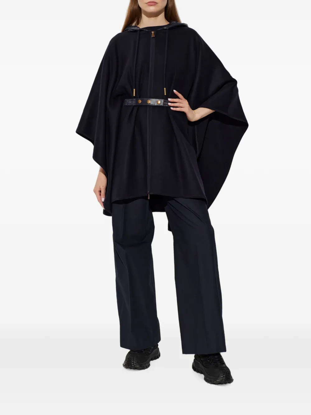 Moncler Cape met capuchon en ceintuur Blauw
