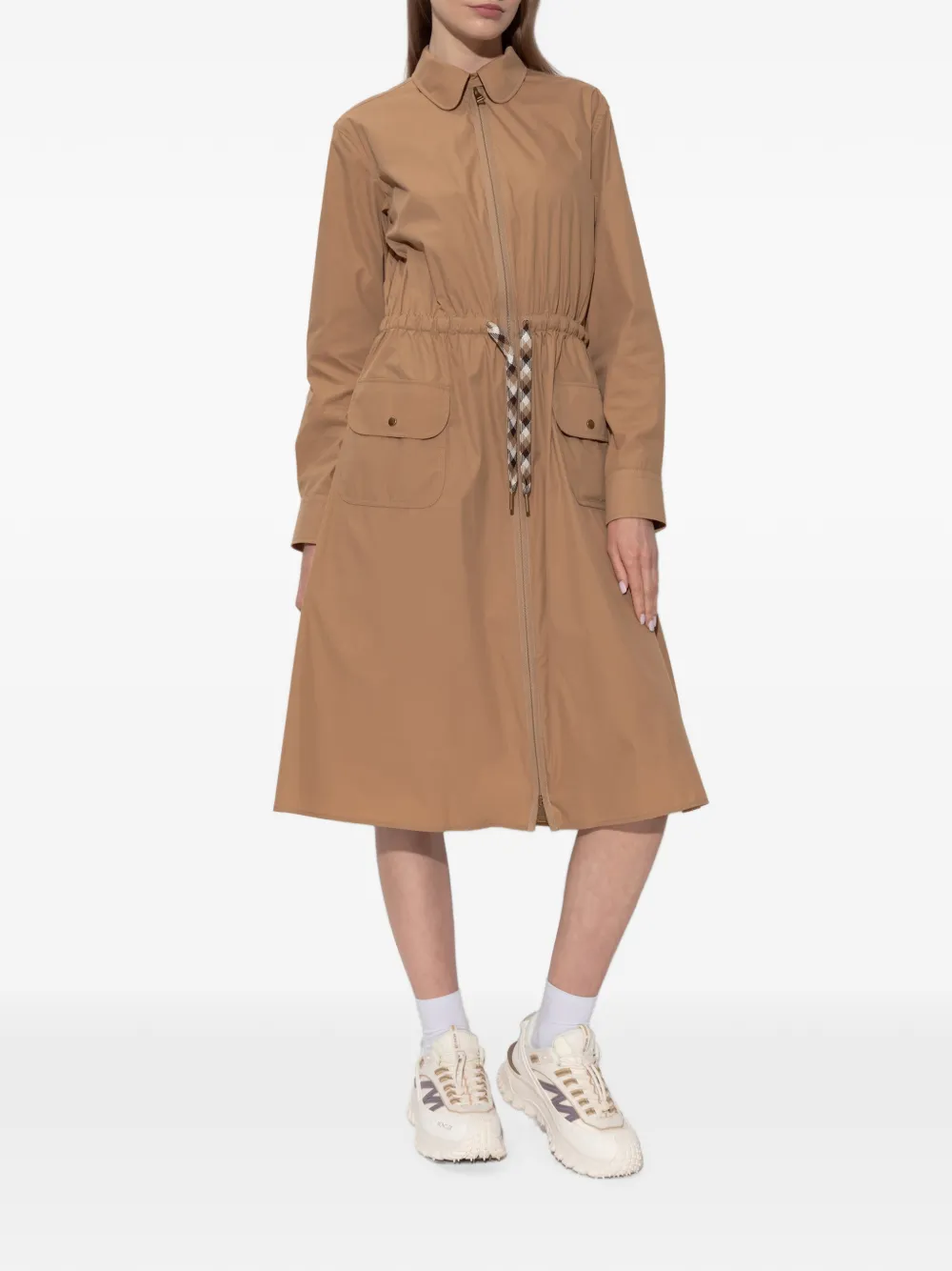 Moncler Knielange jurk van katoenblend Beige