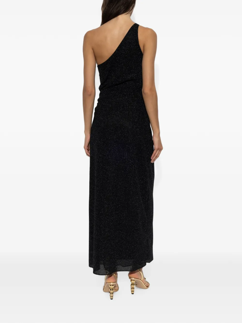Oséree Asymmetrische midi-jurk met metallic effect Zwart