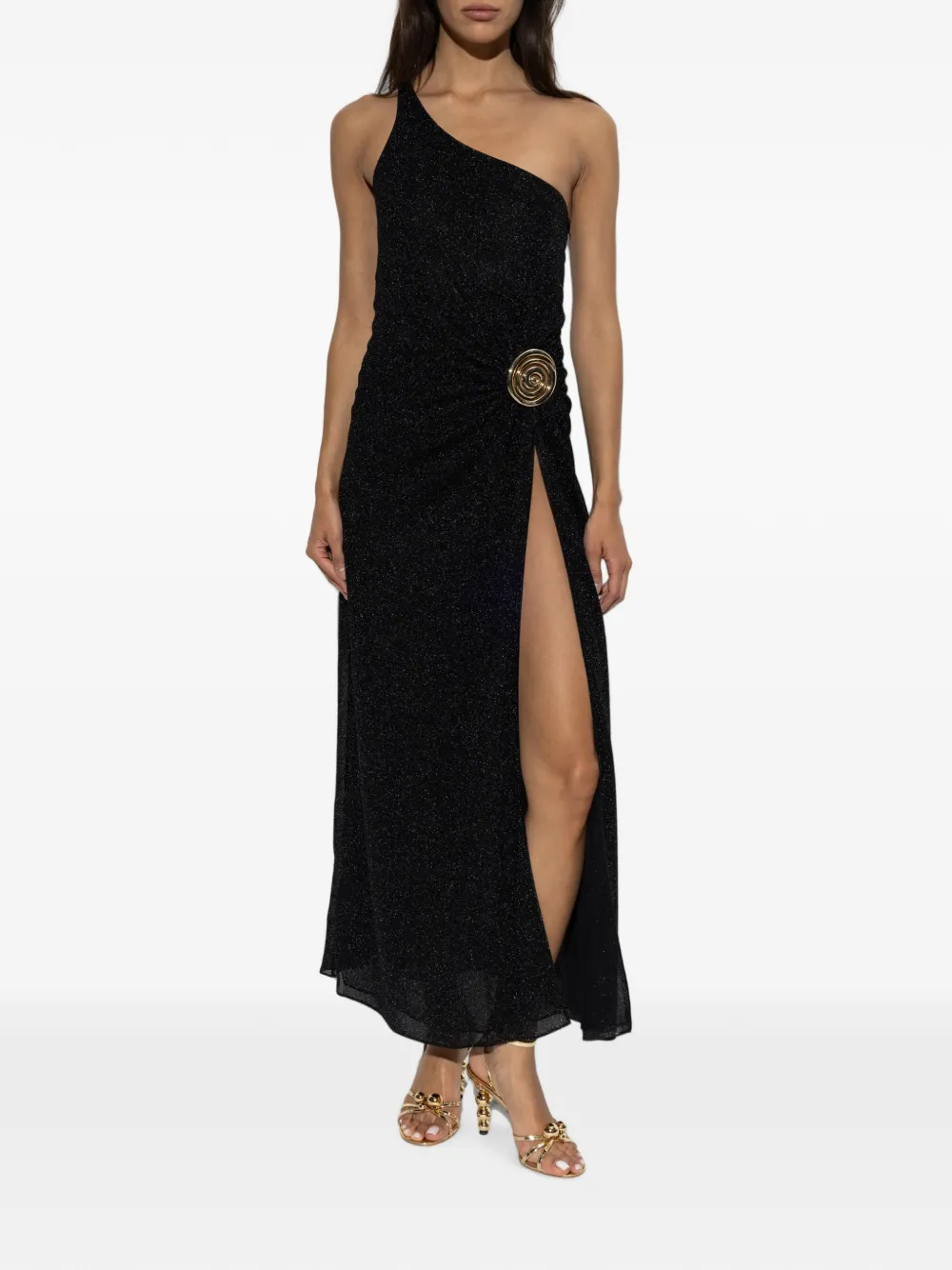 Oséree Asymmetrische midi-jurk met metallic effect Zwart