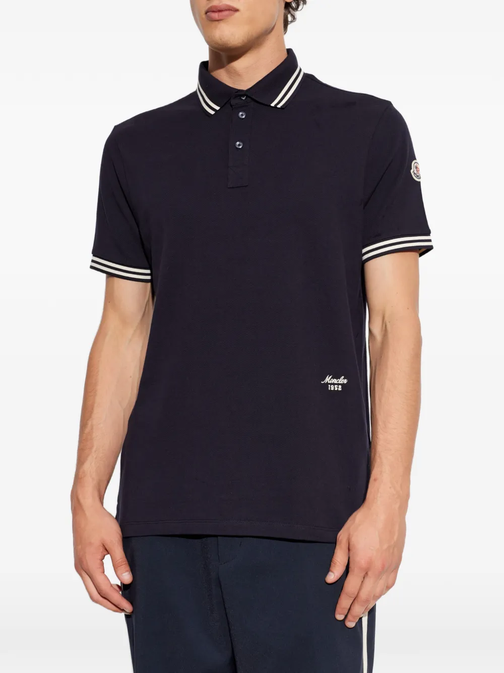 Moncler Poloshirt met gestreepte afwerking Blauw