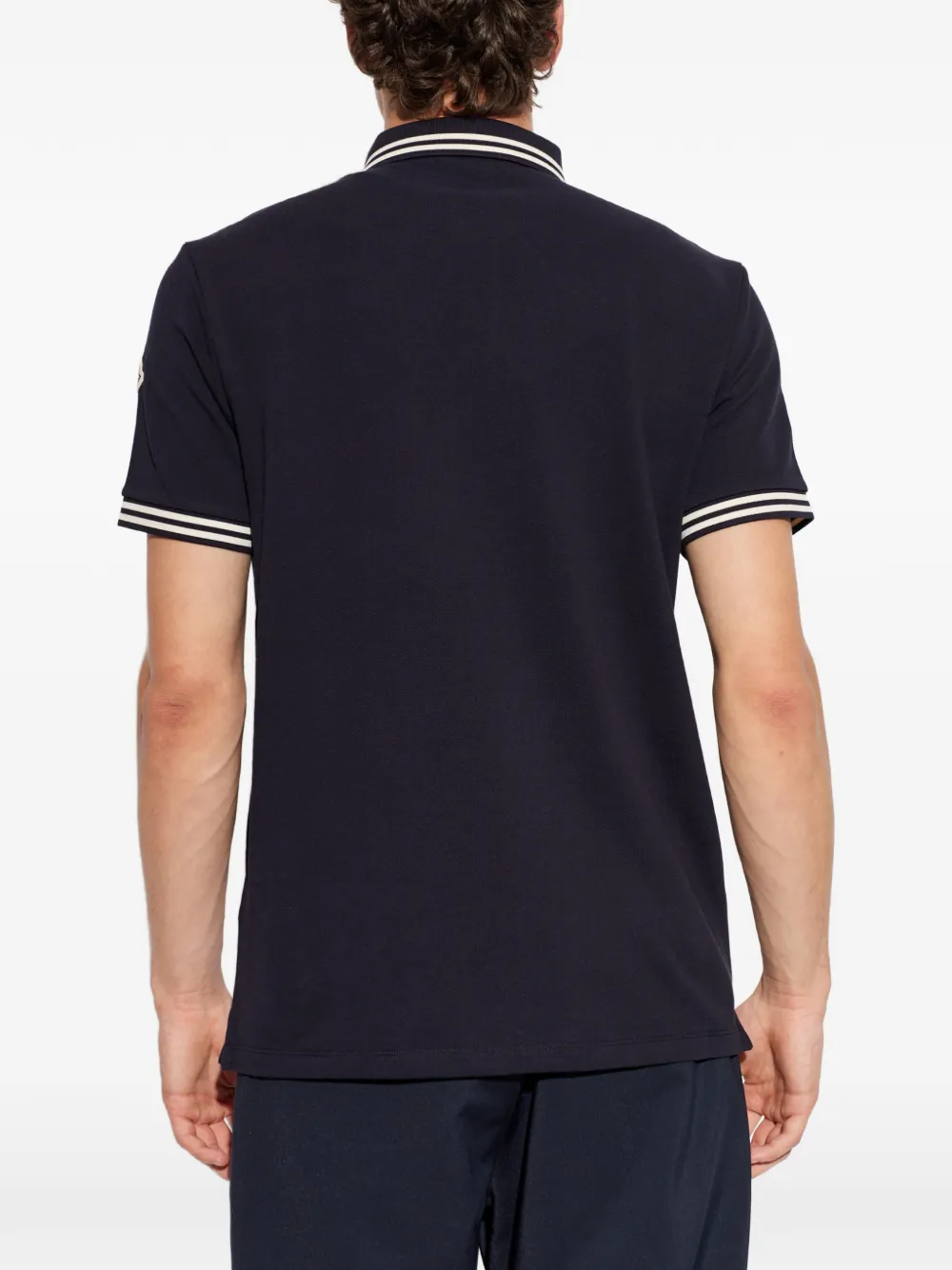 Moncler Poloshirt met gestreepte afwerking Blauw