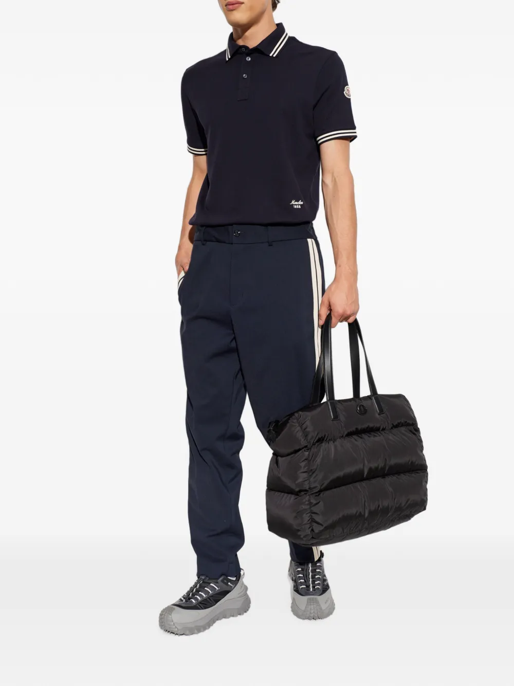 Moncler Poloshirt met gestreepte afwerking Blauw
