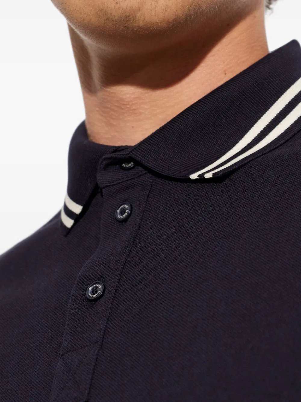 Moncler Poloshirt met gestreepte afwerking Blauw