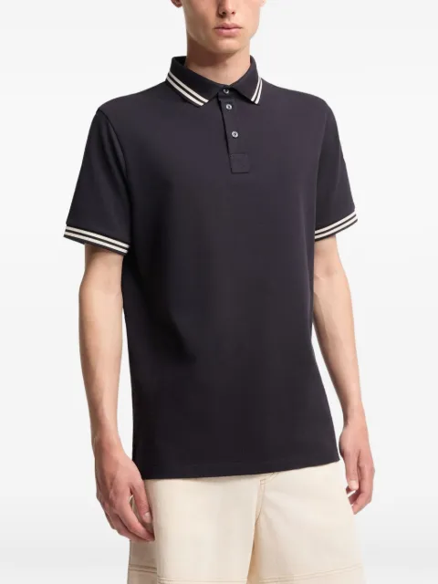 Moncler striped trim cotton piquet polo shirt