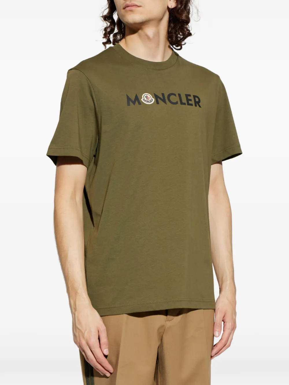 Moncler Katoenen T-shirt met logo Groen