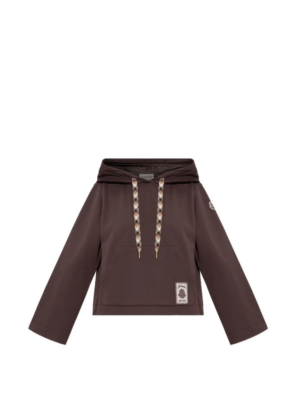 Moncler logo-patch drawstring hoodie | Brown | Image 1