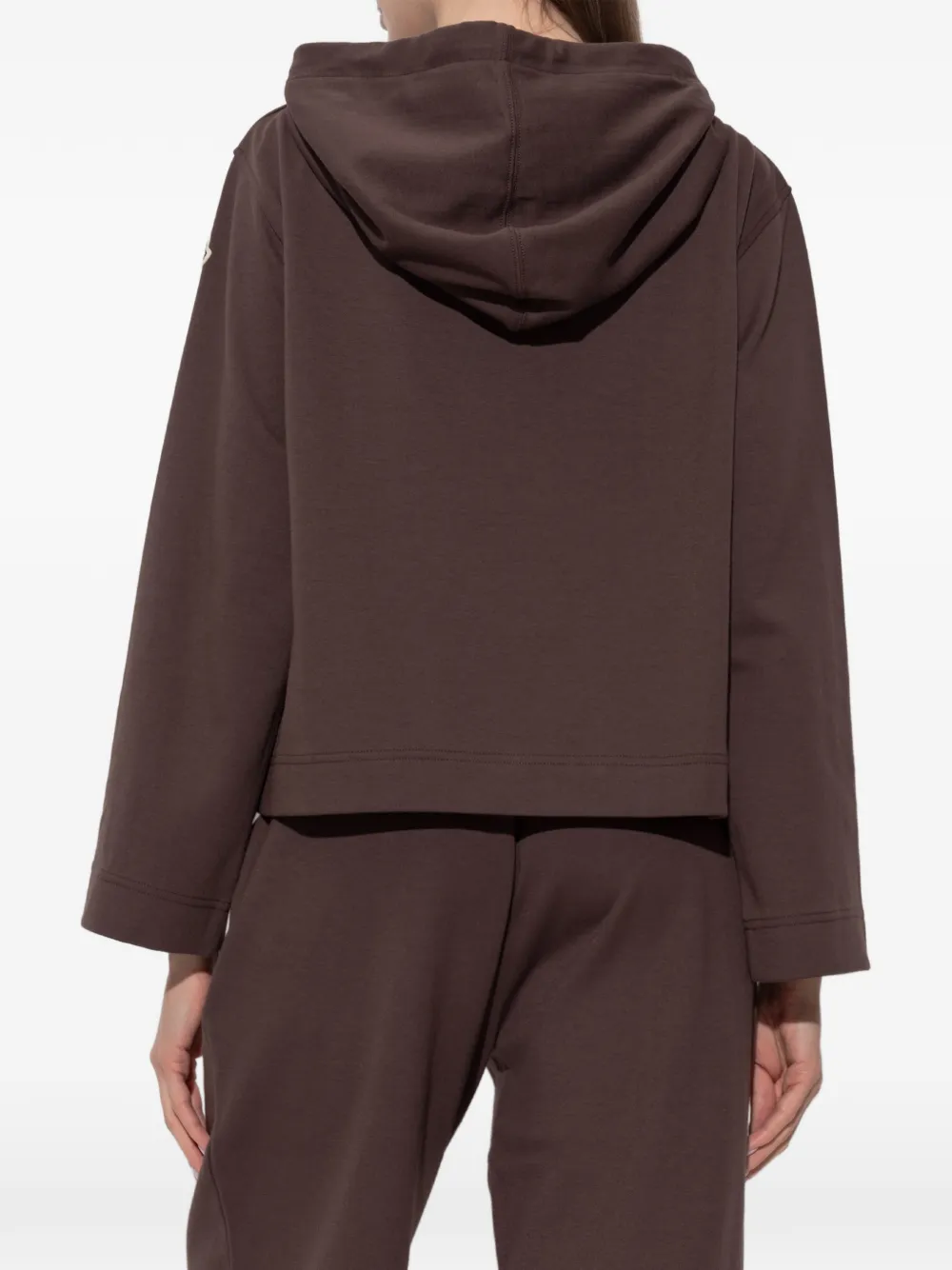 Moncler Sweater met capuchon van katoenblend Bruin