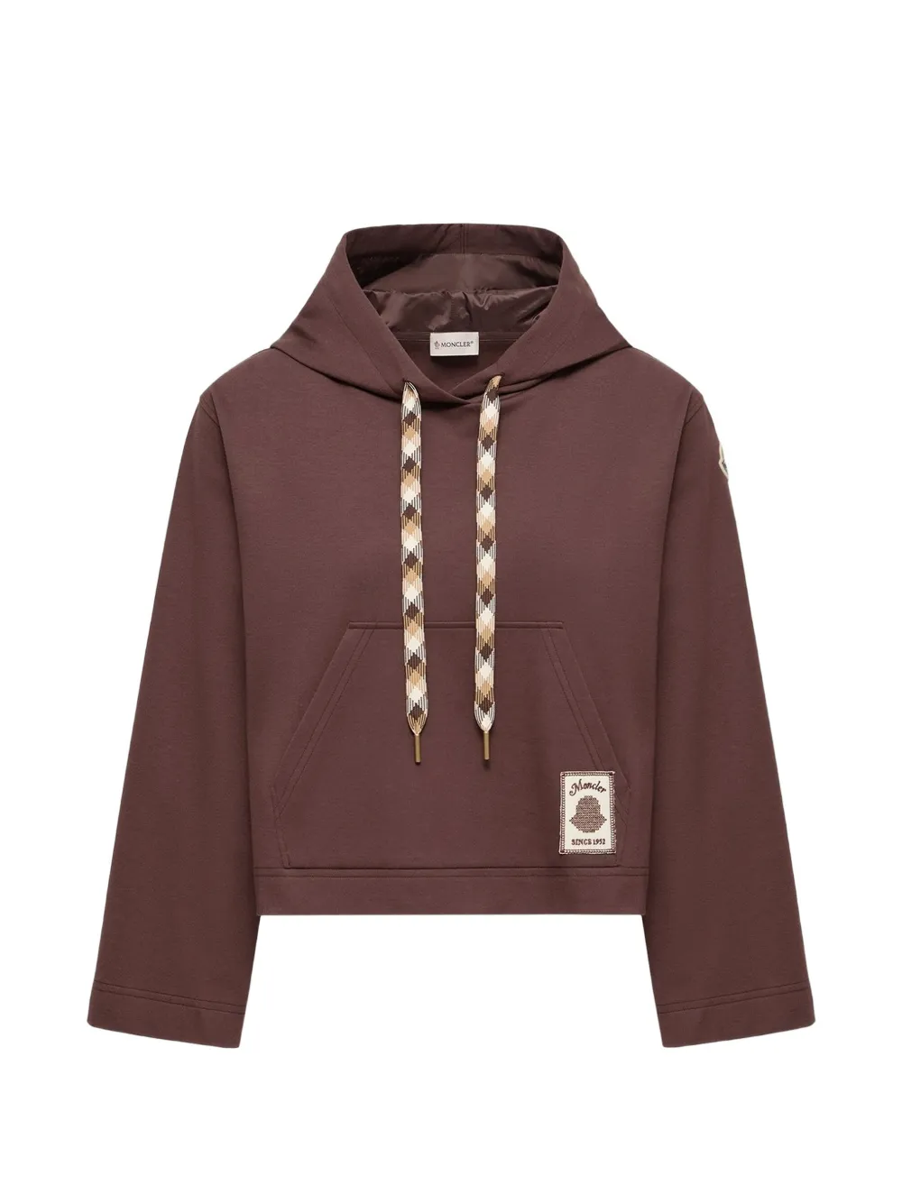 Moncler Sweater met capuchon van katoenblend Bruin