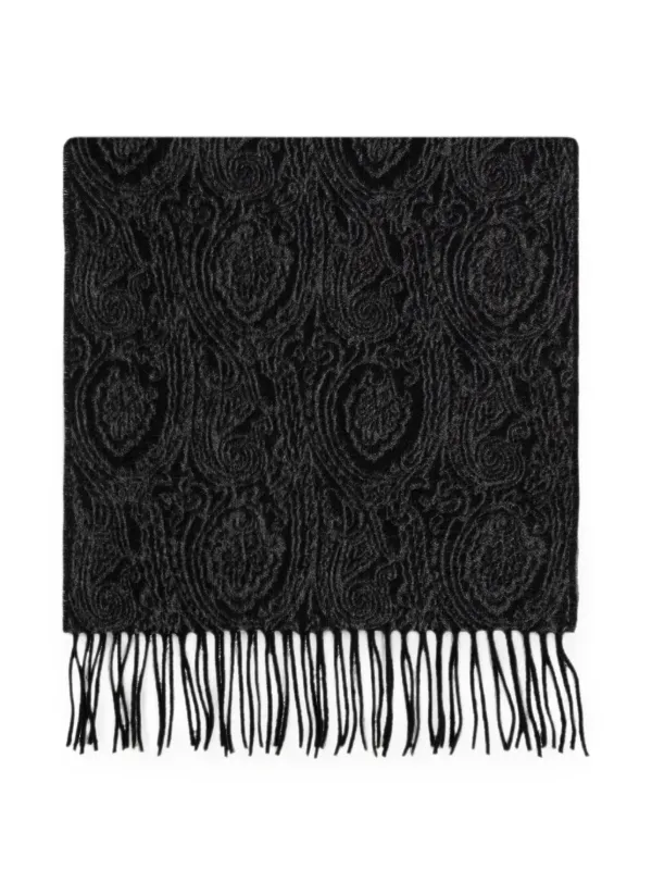 ETRO Echarpe De Jacquard Paisley Desfiada | Preto | FARFETCH BR