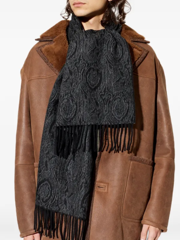 ETRO Echarpe De Jacquard Paisley Desfiada | Preto | FARFETCH BR