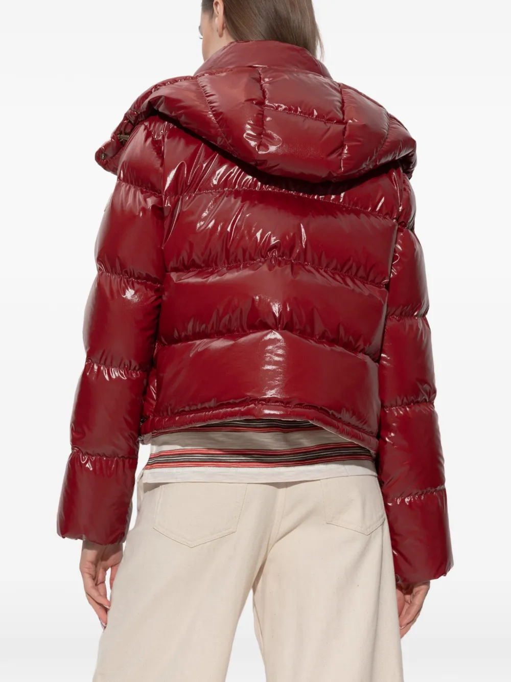 Moncler Niveole gewatteerd donsjack met capuchon Rood