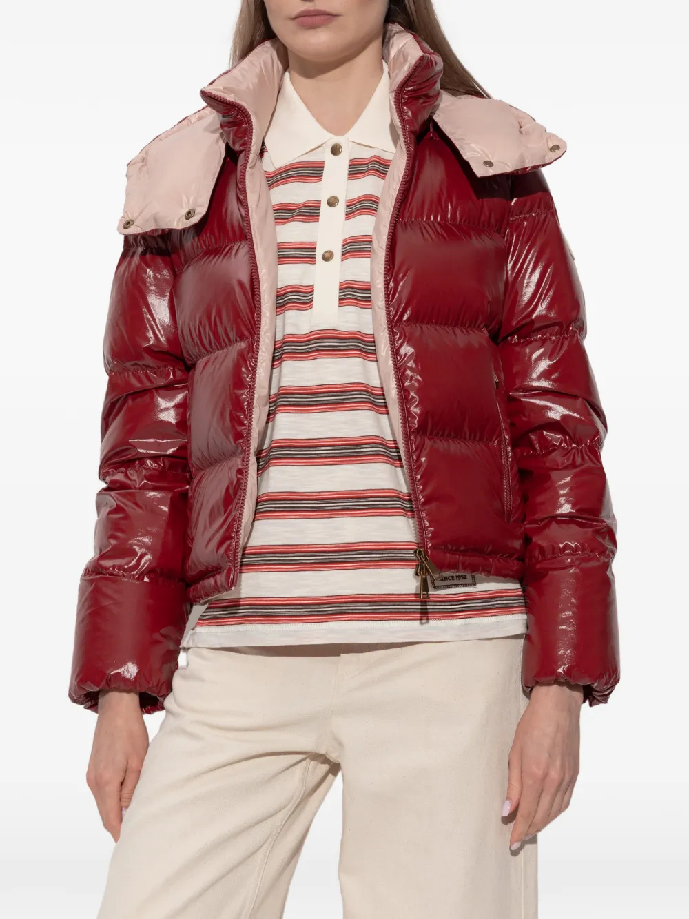 Moncler Niveole gewatteerd donsjack met capuchon Rood