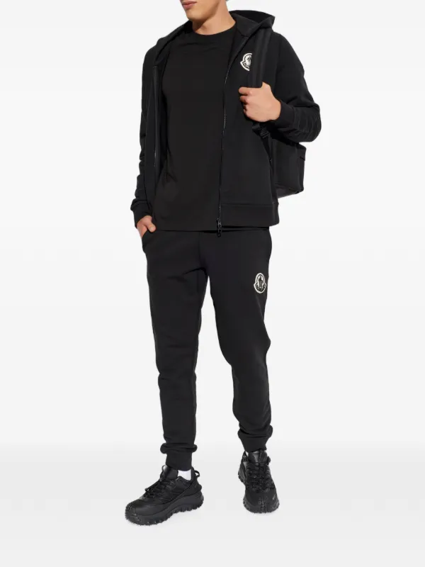 Moncler logo-patch zip-up Hoodie | Black | FARFETCH JO