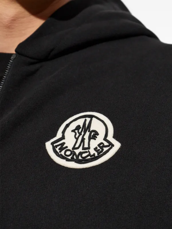Moncler logo-patch zip-up Hoodie | Black | FARFETCH JO