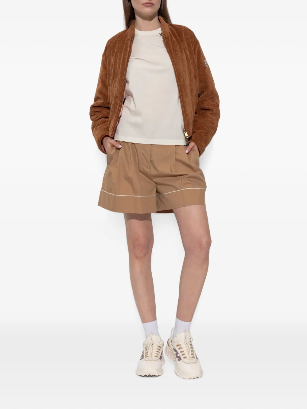 Moncler Blageon ribfluwelen omkeerbaar donsjack Bruin