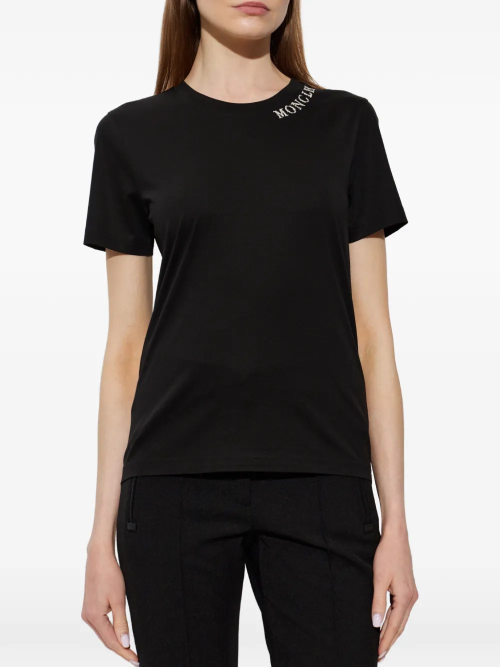 Moncler T-shirt met geborduurd logo Zwart