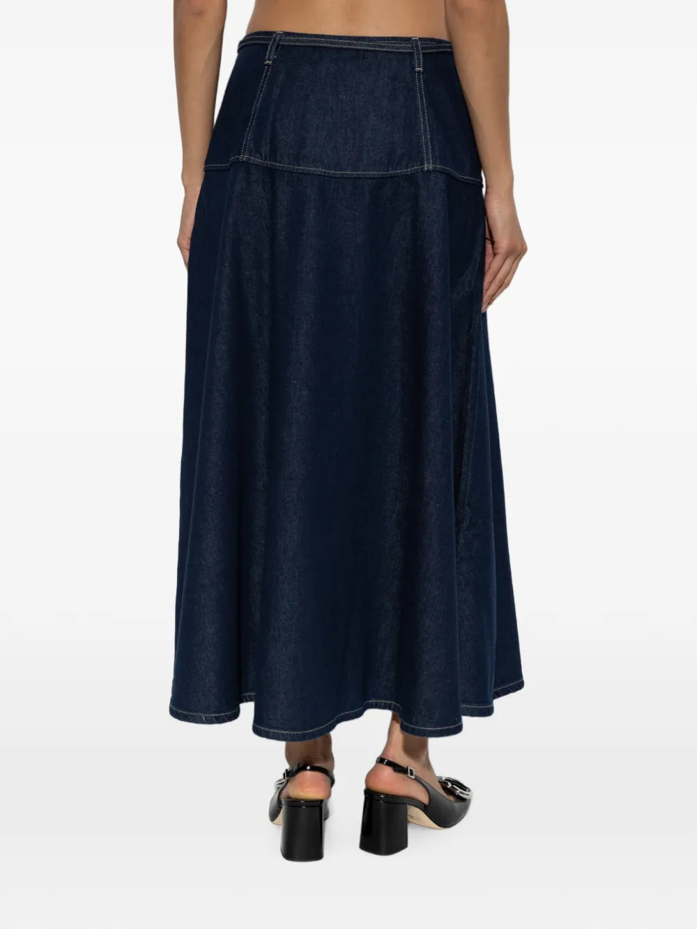 SAMSOE Satilly midi-rok met trekkoordsluiting Blauw