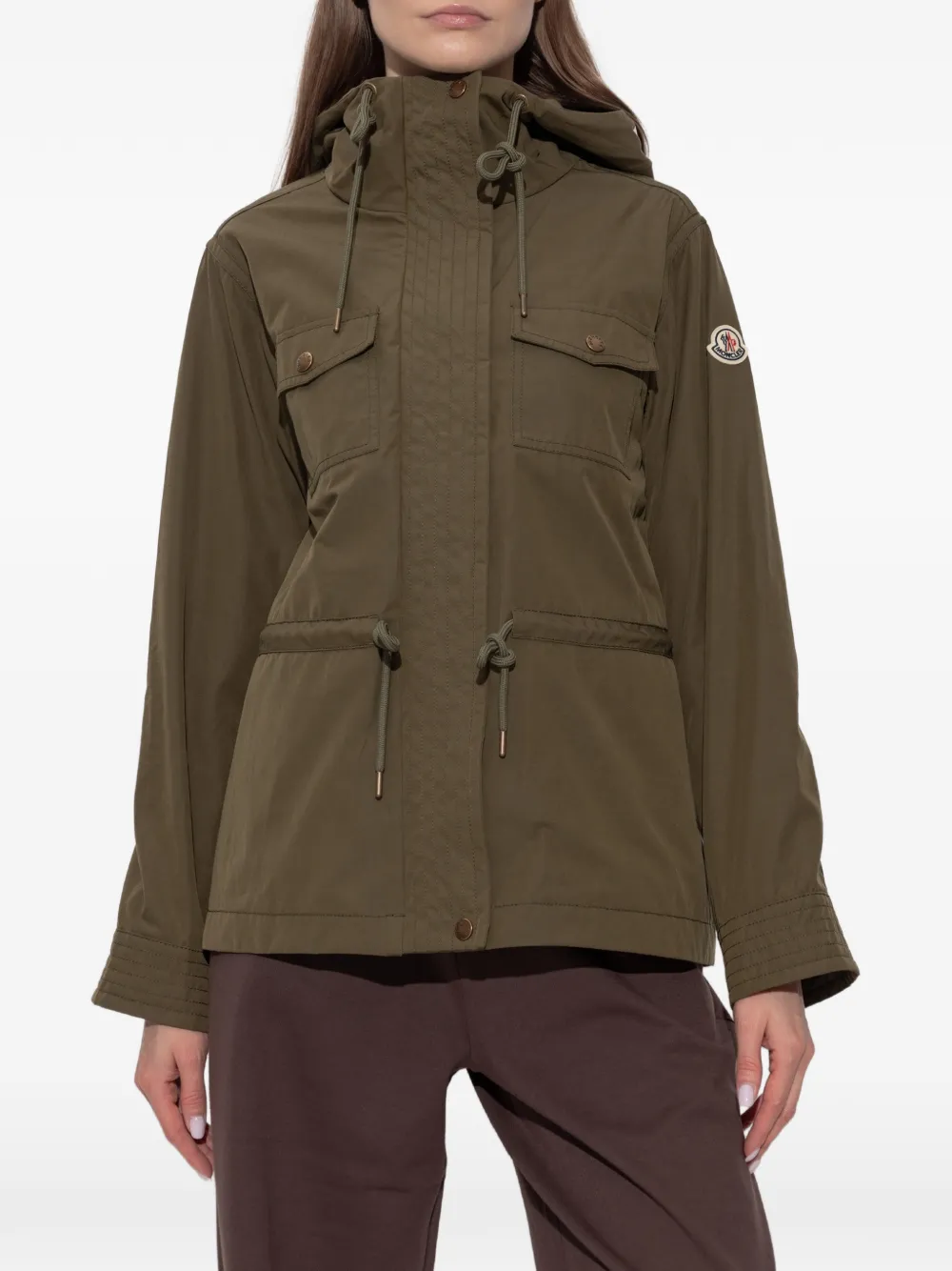 Moncler Serin parka van katoenblend met capuchon Groen