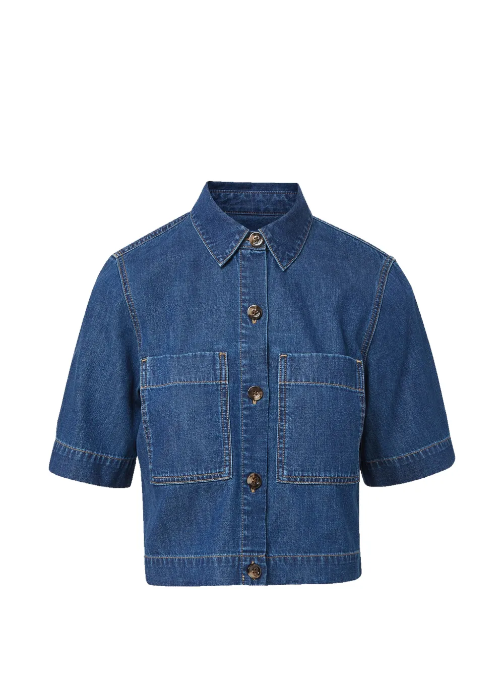 Veronica Beard Spruce short-sleeve denim shirt - Blu