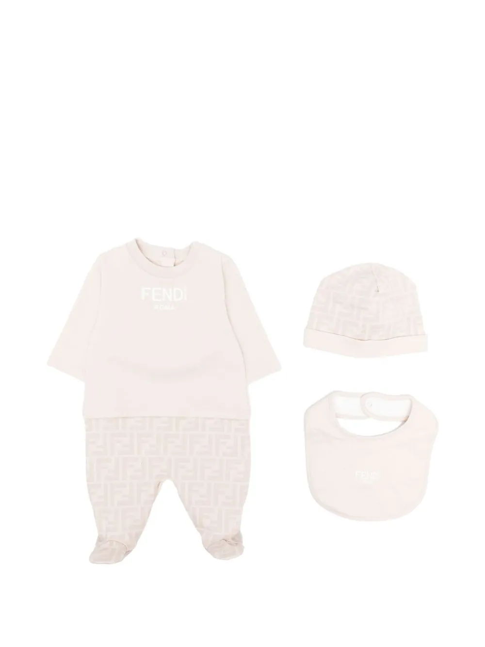 Fendi Kids FF logo-print jersey pajamas - Nude