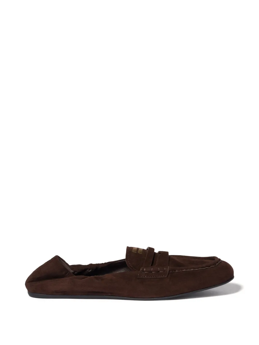 Miu Miu Ruches suede loafers - Marrone
