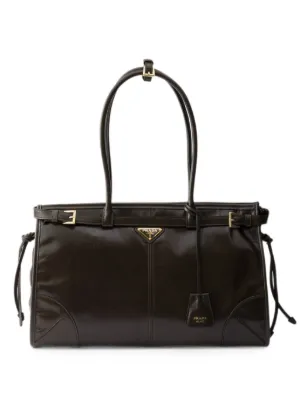 Prada Bonnie extra-large Leather Handbag | Black | FARFETCH
